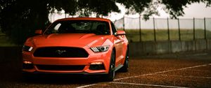 Превью обои ford mustang, ford, машина, спорткар, красный, вид спереди