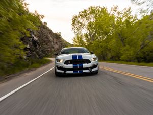 Превью обои ford mustang gt350, ford, машина, спорткар, дорога, скорость