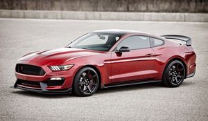 Превью обои ford mustang, gt350r, shelby, красный, вид сбоку