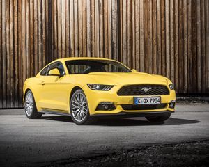 Превью обои ford, mustang, gt, eu-spec, желтый, вид сбоку