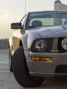 Превью обои ford mustang gt, ford, фара, вид спереди