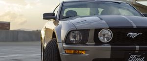 Превью обои ford mustang gt, ford, фара, вид спереди