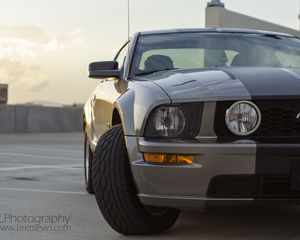 Превью обои ford mustang gt, ford, фара, вид спереди