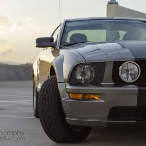 Превью обои ford mustang gt, ford, фара, вид спереди