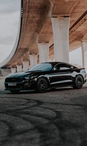 Превью обои ford mustang gt, ford mustang, ford, автомобиль, вид сбоку, черный