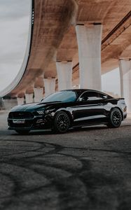 Превью обои ford mustang gt, ford mustang, ford, автомобиль, вид сбоку, черный