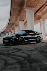 Превью обои ford mustang gt, ford mustang, ford, автомобиль, вид сбоку, черный