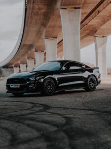 Превью обои ford mustang gt, ford mustang, ford, автомобиль, вид сбоку, черный