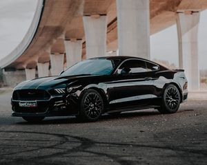 Превью обои ford mustang gt, ford mustang, ford, автомобиль, вид сбоку, черный