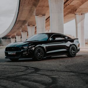 Превью обои ford mustang gt, ford mustang, ford, автомобиль, вид сбоку, черный