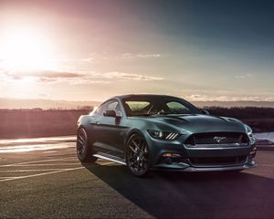 Превью обои ford mustang gt, ford, вид сбоку, спорткар