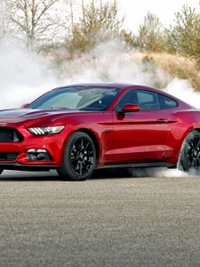 Превью обои ford mustang, gt, красный, вид сбоку