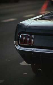 Превью обои ford mustang, mustang, автомобиль, черный, фонарь, вид сзади