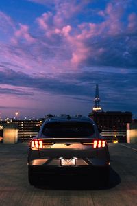 Превью обои ford mustang, mustang, автомобиль, серый, вид сзади