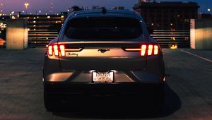 Превью обои ford mustang, mustang, автомобиль, серый, вид сзади