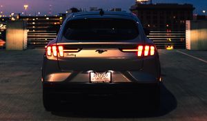 Превью обои ford mustang, mustang, автомобиль, серый, вид сзади