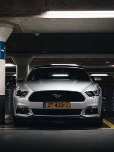 Превью обои ford mustang, mustang, автомобиль, белый, вид спереди