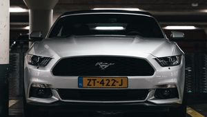 Превью обои ford mustang, mustang, автомобиль, белый, вид спереди