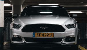 Превью обои ford mustang, mustang, автомобиль, белый, вид спереди