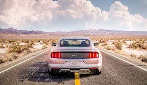 Превью обои ford mustang, mustang gt, mustang, облака, дорога