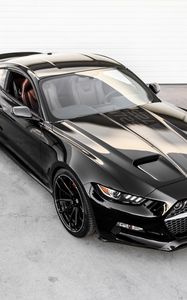 Превью обои ford, mustang, rocket, черный, вид сверху