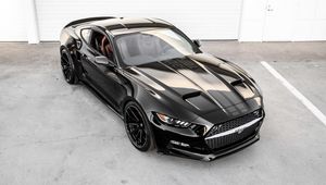Превью обои ford, mustang, rocket, черный, вид сверху