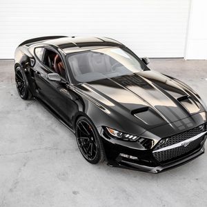 Превью обои ford, mustang, rocket, черный, вид сверху