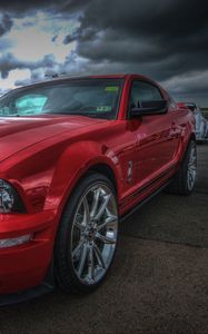 Превью обои ford mustang shelby gt500, ford mustang, красный, спорткар, hdr