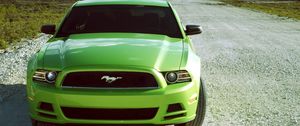 Превью обои ford mustang v6, ford mustang, лаймовый, зеленый, вид спереди