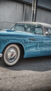 Превью обои ford, thunderbird, 1956, голубой, вид сбоку