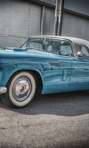 Превью обои ford, thunderbird, 1956, голубой, вид сбоку