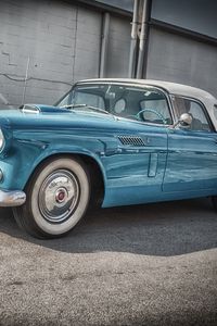 Превью обои ford, thunderbird, 1956, голубой, вид сбоку