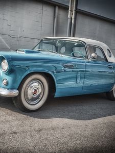 Превью обои ford, thunderbird, 1956, голубой, вид сбоку