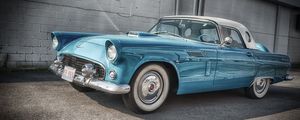 Превью обои ford, thunderbird, 1956, голубой, вид сбоку