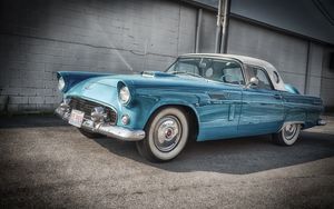 Превью обои ford, thunderbird, 1956, голубой, вид сбоку