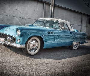 Превью обои ford, thunderbird, 1956, голубой, вид сбоку