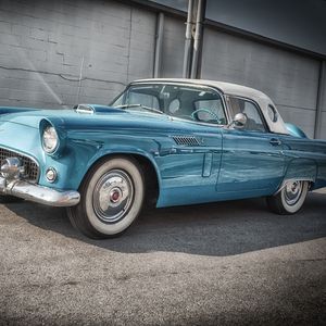 Превью обои ford, thunderbird, 1956, голубой, вид сбоку