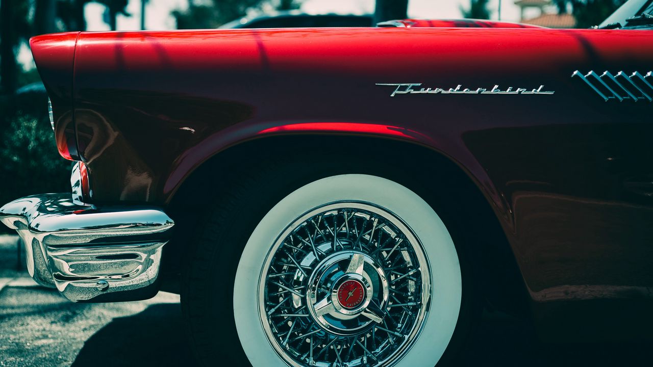 Обои ford thunderbird, ford, бампер, колесо