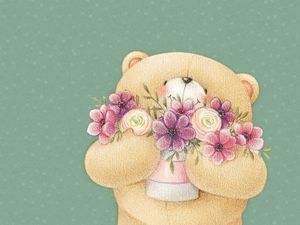 Превью обои forever friends deckchair bear, мишка, цветы, арт