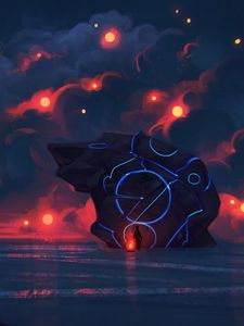 Превью обои форма, арт, звезды, ночь