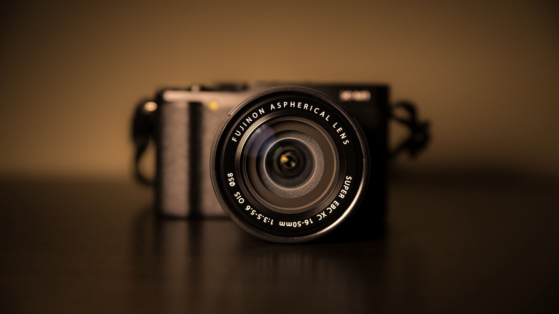 1920x1080 Обои фотоаппарат, объектив, темный, коричневый