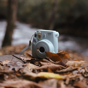 Превью обои фотоаппарат, осень, листва