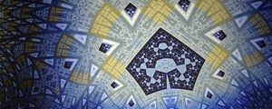 Превью обои фрактал, фигуры, абстракция, синий, желтый