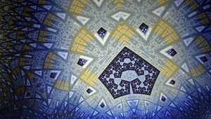 Превью обои фрактал, фигуры, абстракция, синий, желтый