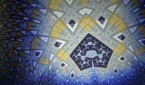 Превью обои фрактал, фигуры, абстракция, синий, желтый