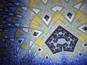 Превью обои фрактал, фигуры, абстракция, синий, желтый