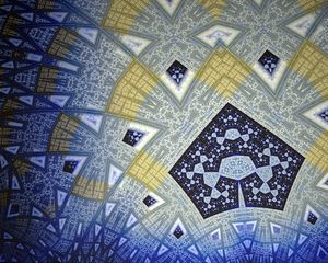 Превью обои фрактал, фигуры, абстракция, синий, желтый