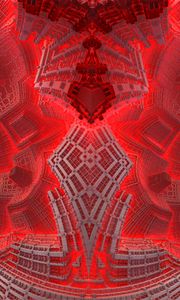 Превью обои фрактал, фигуры, узор, красный, абстракция