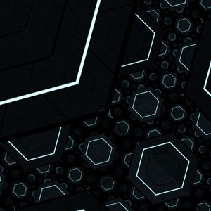 Превью обои фрактал, геометрический, шестиугольники, линии, темный