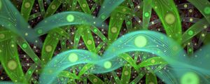 Превью обои фрактал, линии, круги, абстракция, зеленый